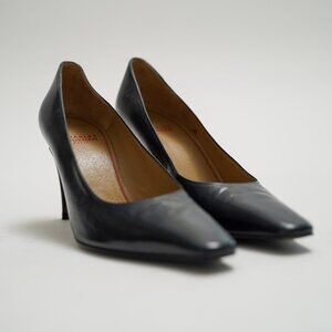 CHARLES JOURDAN Navy All Leather Pumps